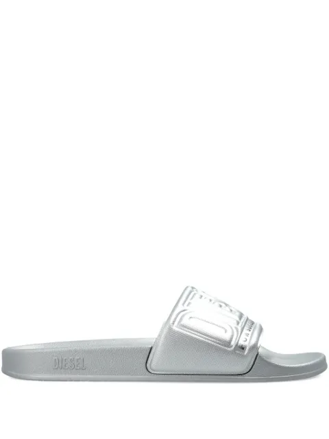 Diesel embossed logo slide Silver Y03853PR525