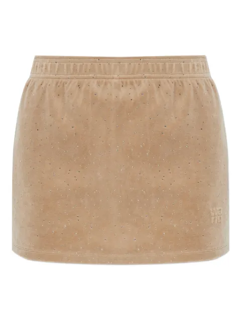 Alexander Wang rhinestone-embellished embossed-logo mini skirt Neutrals 4CC1265360240B