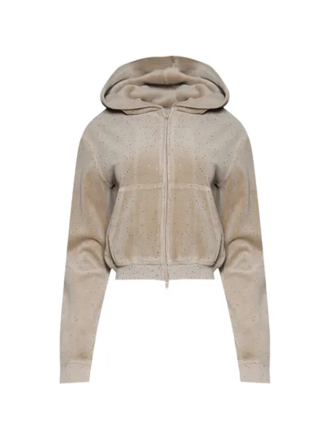Alexander Wang shrunken hoodie in crystal hotfix velour Neutrals 4CC1262694