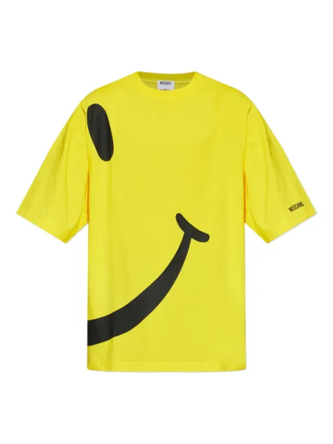 Moschino x SMILEY logo-print T-shirt Yellow 261ZZA07080241