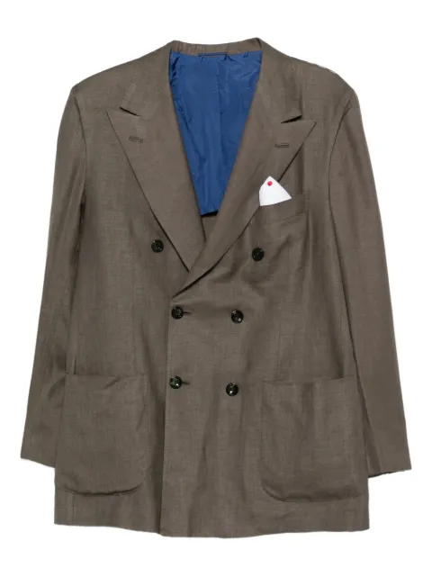 Kiton double-breasted pocket blazer Green UG85TK0612G07000