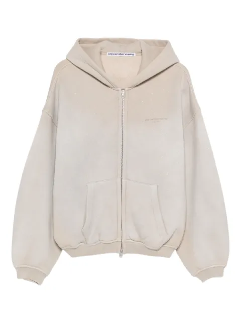 Alexander Wang crystal washed Terry zip hoodie Neutrals UCC1262300