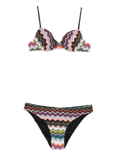 Missoni balcony bikini in lamé viscose with zigzag pixel-effect pattern Black MC22SP01BR014F