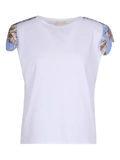 LIU JO floral-sleeve T-shirt White WA6201J6308P9551