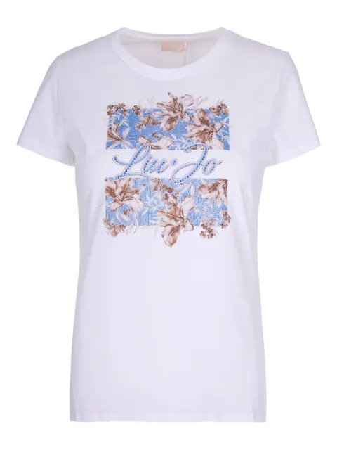 LIU JO printed T-shirt with rhinestones White WA6493JS923