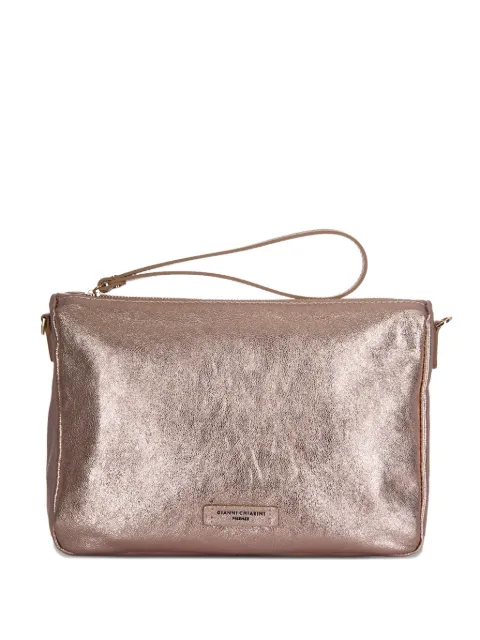GIANNI CHIARINI top-zip wrist-strap clutch bag Pink BS10225VNCMET6083
