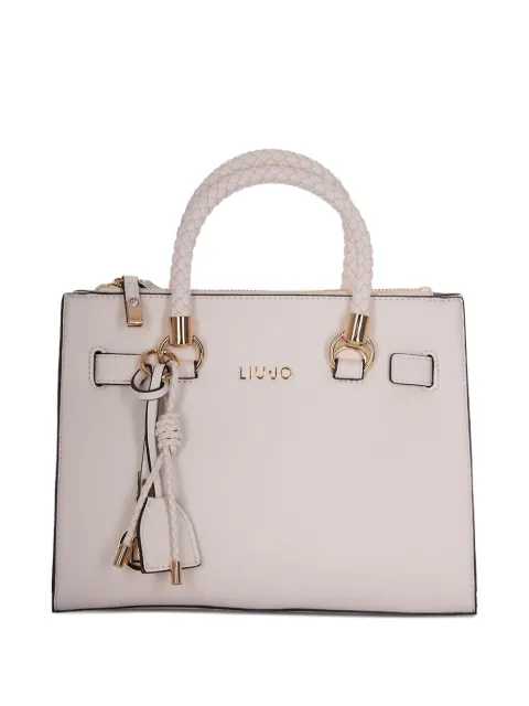 LIU JO braided-handle charm-detail tote bag Neutrals AA6086E1012X0459
