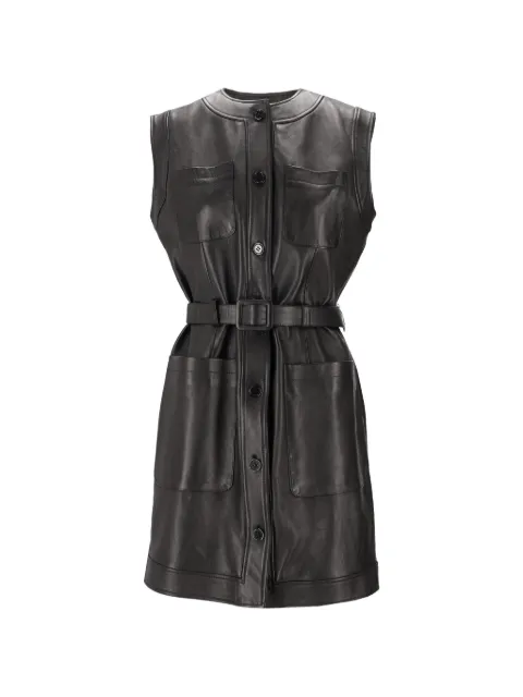 La-Rose belted leather mini dress Black 1395N