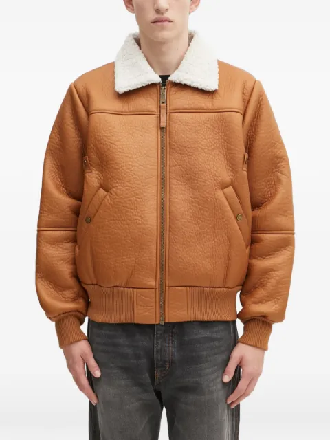 Alpha Industries full-zip shearling-collar jacket Brown 258117