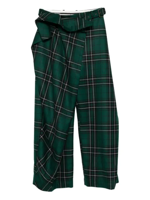 JW Anderson fold-over tartan trousers Green TR0425PG1882