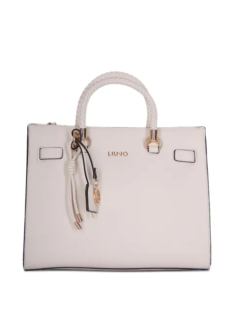 LIU JO braided-top logo-detail tote bag Neutrals AA6069E1012X0459