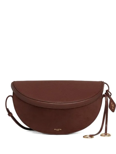 Alaïa Hip East West curved ring-charm goatskin shoulder bag Brown AA1L2013CA577