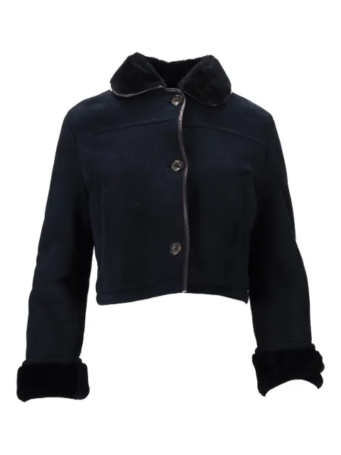La-Rose long-sleeve leather jacket Blue 1483BLU