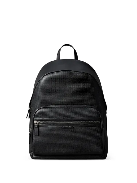 Calvin Klein perforated-detail logo-plaque backpack Black LV04D3387GUB1