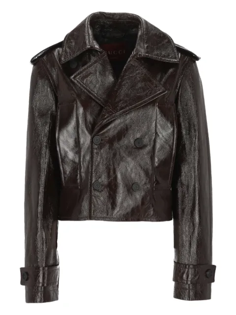 Gucci double-breasted leather jacket Brown 847580XBNAX2073