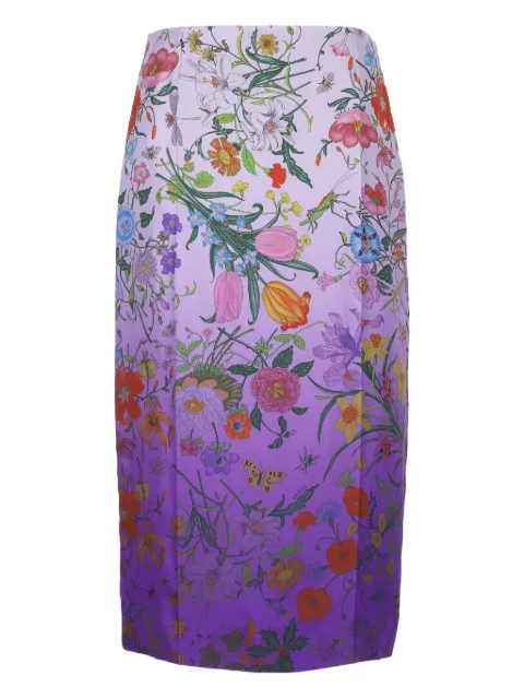 Gucci Flora-print silk skirt Purple 835990PCEXZATGX