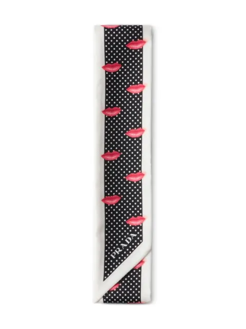 Prada lips-detail polka-dot scarf Black 1FF0082IG2