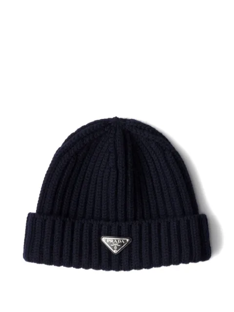 Prada logo beanie hat Blue 2HC3902DZL