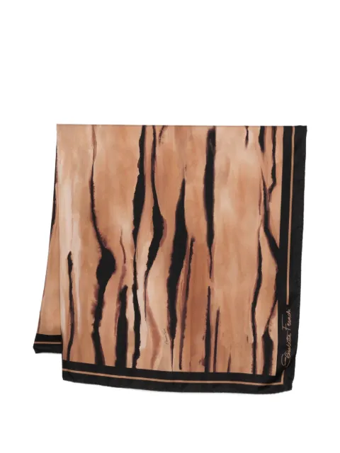 Elisabetta Franchi silk twill foulard scarf with tiger print Neutrals FO26L62E2