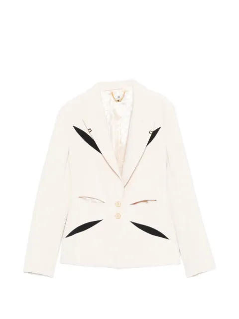 Elisabetta Franchi jacket in lightweight crêpe fabric with two-colour cut-outs Neutrals GI19861E2