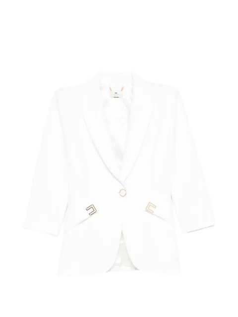 Elisabetta Franchi jacket in double layer stretch crêpe fabric with logo details White GI21561E2
