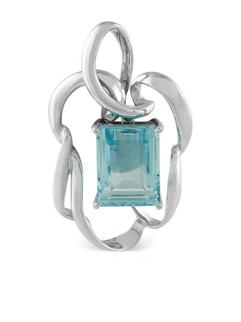 LB Exclusive platinum square-shaped aquamarine pendant Silver MF27110525
