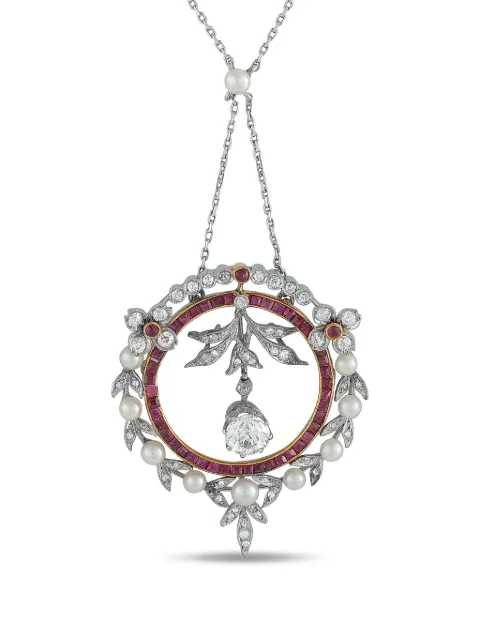LB Exclusive 18K yellow gold and platinum pendant diamond and ruby necklace Silver MF33110625