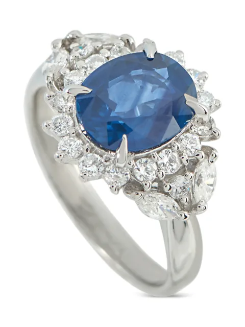 LB Exclusive platinum diamond sapphire ring Silver MF23110525
