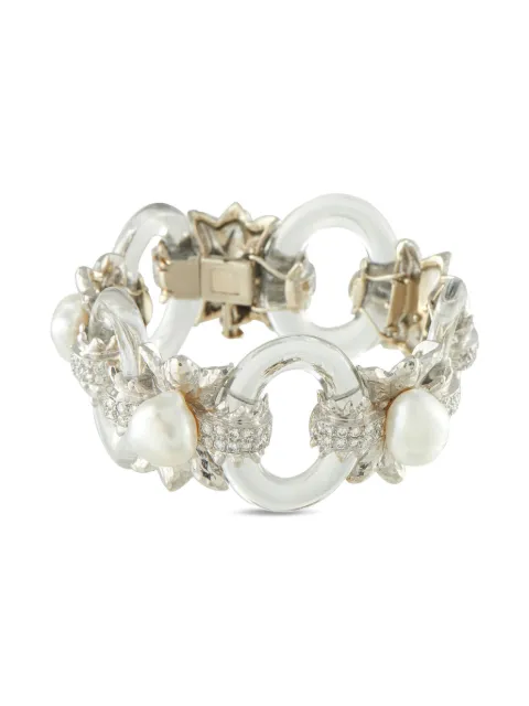 David Webb 18K white gold rock crystal pearl bracelet Silver DW26111925