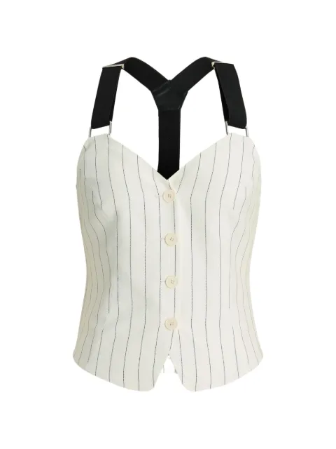 Ralph Lauren Collection Donella striped suspender bustier top White 290P16033001