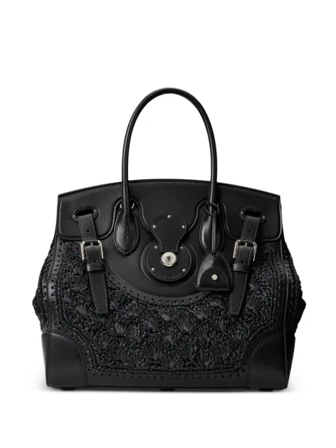 Ralph Lauren Collection Soft Ricky 33 braided tote bag Black 435P16433