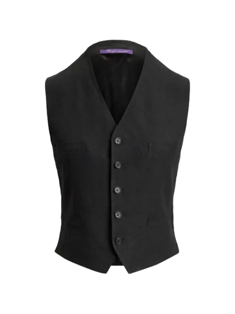 Ralph Lauren Collection Jaiden V-neck buttoned linen vest Black 290974478005