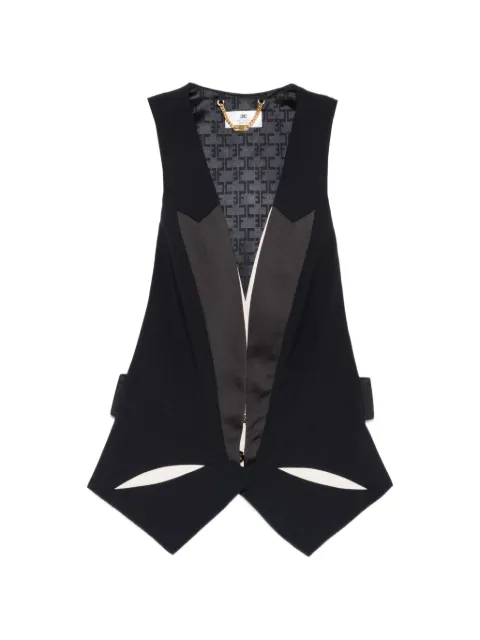 Elisabetta Franchi waistcoat in lightweight crêpe fabric with two-colour cut-outs Black GL00461E2
