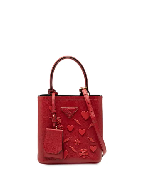 Prada Pre-Owned 2013-2025 Small Embellished Saffiano Cuir Panier satchel Red IE58PPQZ98429332