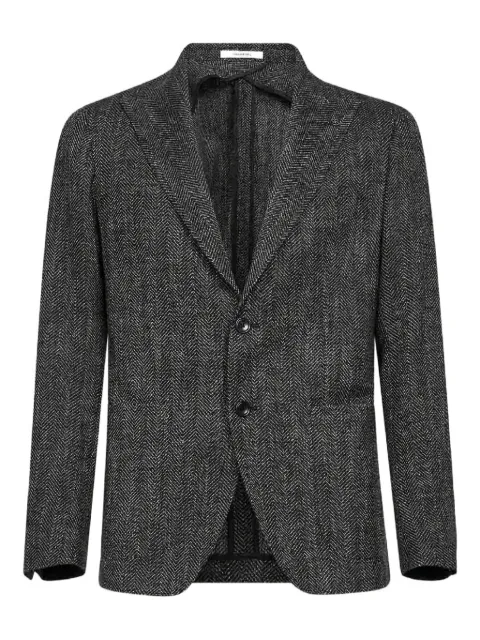 Tagliatore peak lapel chevron jacquard jacket Brown 1SMC26KAIC90019SEN867