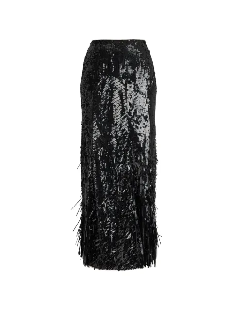 Ralph Lauren Collection sequin fringed midi skirt Black 290P16545001