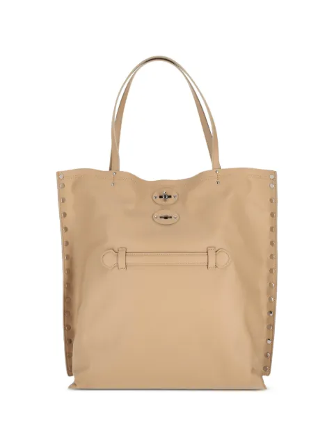 Zanellato medium A'spasso® stud-embellished leather tote bag Brown 0687901910000M