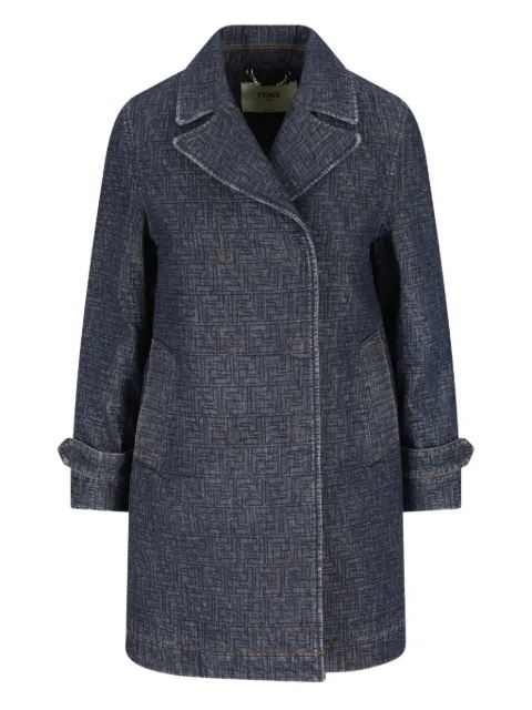 FENDI quilted double-breasted denim coat Blue FLF842AW82