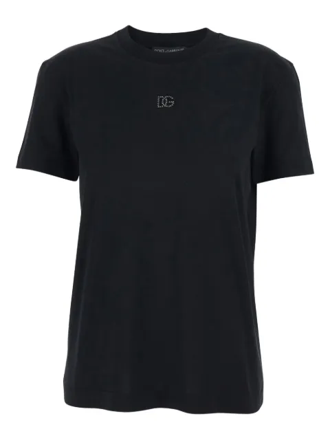 Dolce & Gabbana logo-embroidery crew-neck T-shirt Black F8V42ZGDDL7