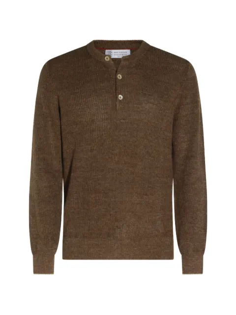 Brunello Cucinelli button-placket ribbed sweater Brown M2L707711CNO22
