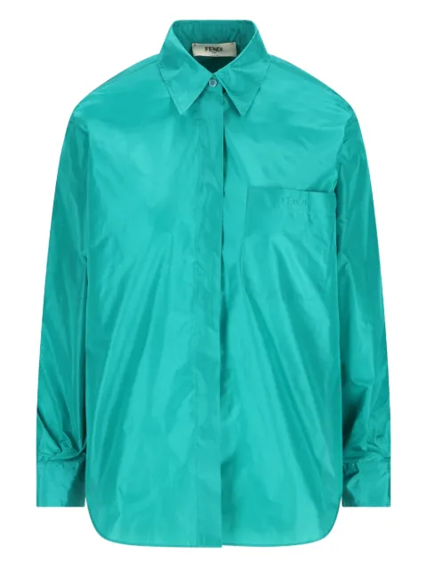 FENDI silk long-sleeve shirt Blue FS8333AW7C