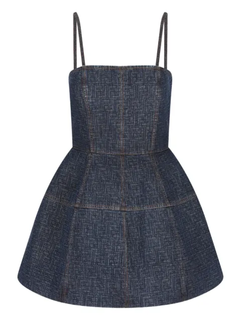 FENDI FF-motif denim mini dress Blue FLD568AW82