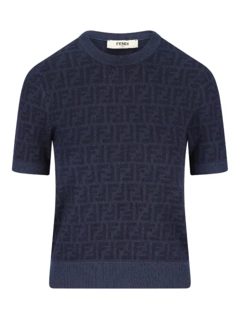FENDI jacquard ribbed t-shirt Blue FZXE50AYM1