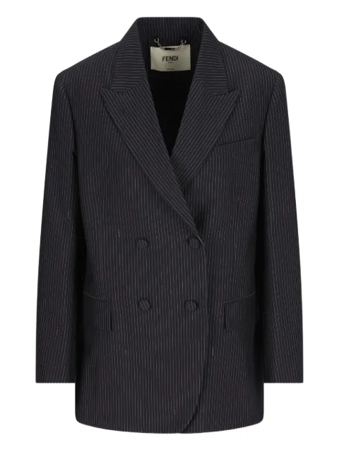 FENDI pinstriped double-breasted blazer Blue FJ7685AW7I