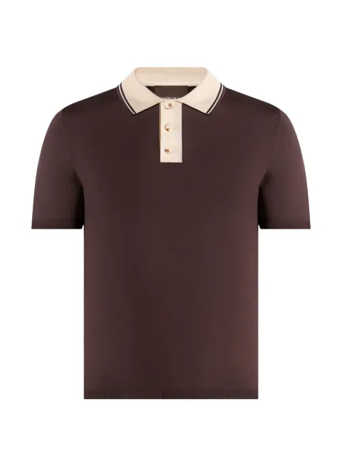 Manière De Voir Roux in brown contrast detail luxe knit polo shirt Brown MAN3550