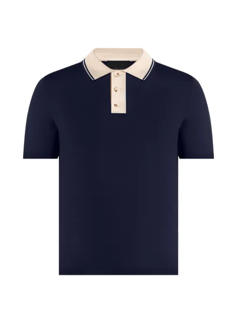 Manière De Voir Roux contrast detail luxe knit polo shirt Blue MAN3550