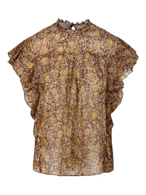 MARANT ÉTOILE floral ruffled knitwear Brown HT0816FCD1J14E67KI