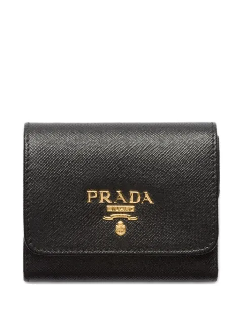Prada small saffiano leather wallet Black 1MH043ZLP