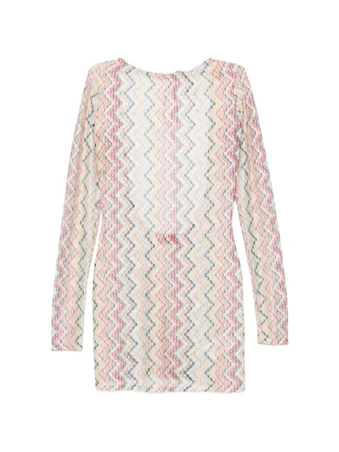 Missoni long-sleeved dress with irregular zig zag print Neutrals MS26SL01BR015G