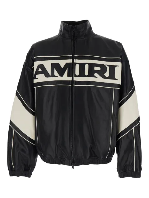 AMIRI logo-print leather jacket Black AMOUJA1030